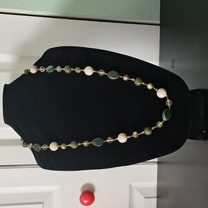 Boho Green Beaded Necklace | Earthy Statement Jewelry | 18" Length